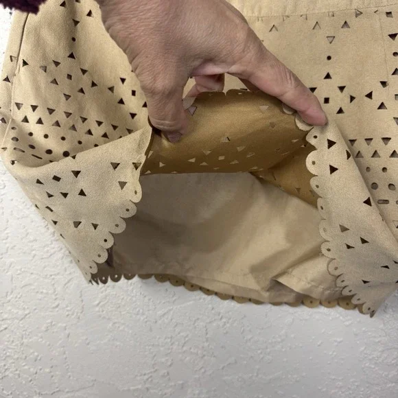 Western Micro Mini Skirt Faux Suede Size Med Country Festival Cowgirl Stagecoach - Picture 4 of 8